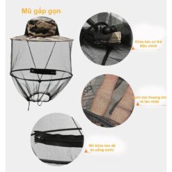 [Nhi VTO] Mũ lưới gấp gọn,bắt Ong,câu Cá,cắt cỏ,đi dã ngoại